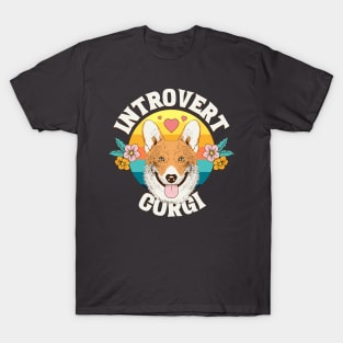 Introvert corgi dog puppy owner typography logo | Morcaworks T-Shirt